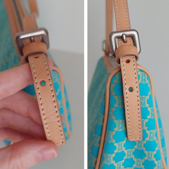 CELINE Turquoise Macadam Mini Shoulder Bag - Picture 13 of 17